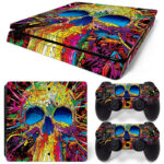 Psychedelic Skull Art PS4 Slim Skin Sticker Cover