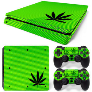 Green Leaf Weed PS4 Slim Skin Sticker Cover