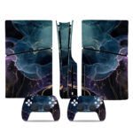 Indigo And Gold Alcohol Ink PS5 Slim Skin Sticker Decal