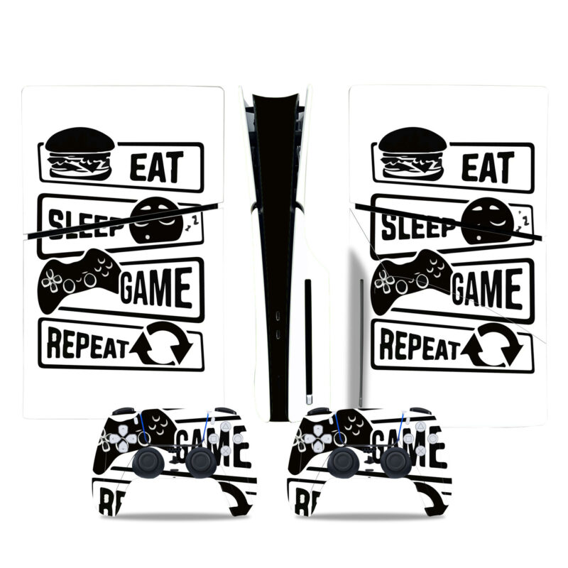 Eat Sleep Game Repeat PS5 Slim Skin Sticker Cover