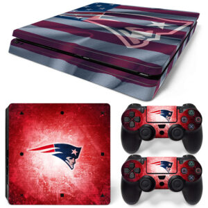 New England Patriots Symbol On Red And US Flag Skin Sticker For PS4 Slim