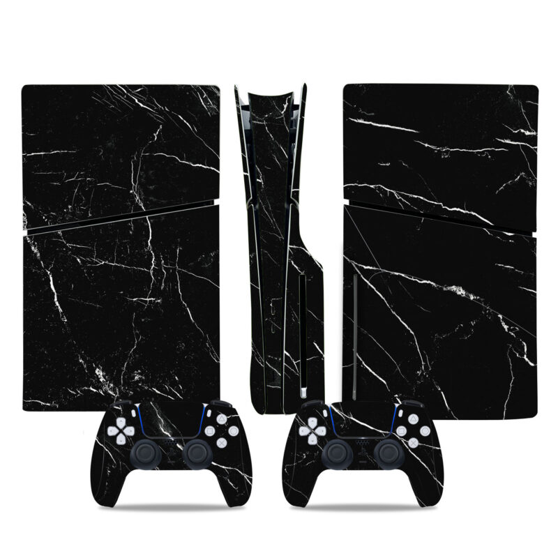 Black Marble Texture PS5 Slim Skin Sticker Cover