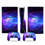 Abstract Purple Blue Circular Energy Art PS5 Slim Skin Sticker Decal