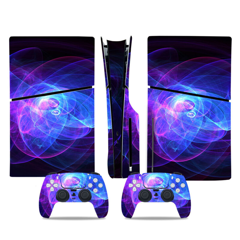 Abstract Purple Blue Circular Energy Art PS5 Slim Skin Sticker Decal