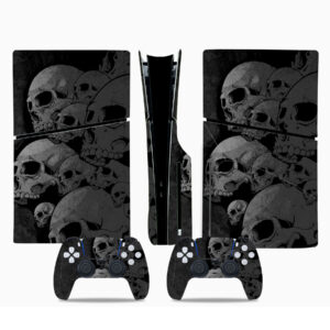 Black Skulls PS5 Slim Skin Sticker Cover