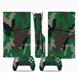 Green Camouflage Pattern PS5 Slim Skin Sticker Decal