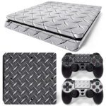 Gunmetal White And Black Color Diamond Plate PS4 Slim Skin Sticker Cover