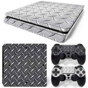 Gunmetal White And Black Color Diamond Plate PS4 Slim Skin Sticker Cover