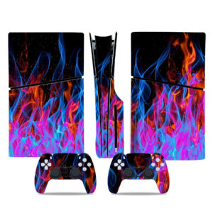 Flourish Of Red And Blue Fire PS5 Slim Skin Sticker Decal