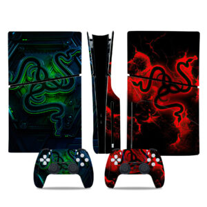 Green And Red Razer Symbol Skin Sticker For PS5 Slim