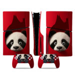 Araffe Panda Peeking Out Of A Red Box PS5 Slim Skin Sticker Decal