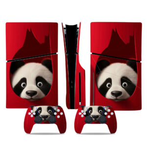Araffe Panda Peeking Out Of A Red Box PS5 Slim Skin Sticker Decal