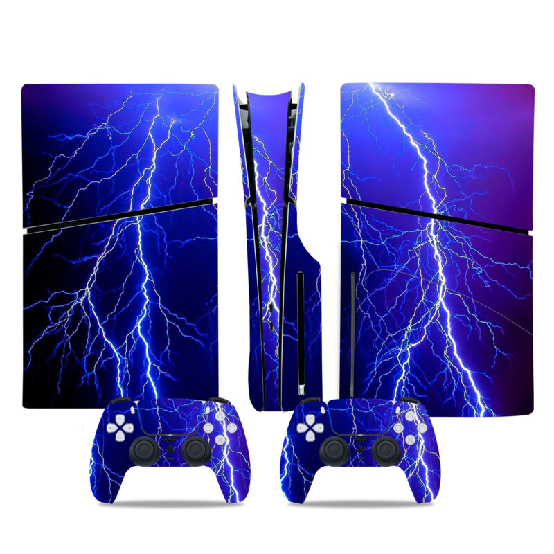 Blue Lightning Thunder PS5 Slim Skin Sticker Decal