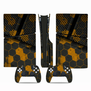 Hexagon Black And Yellow Texture PS5 Slim Skin Sticker Decal