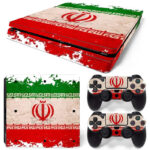 Iran Flag On Old Vintage PS4 Slim Skin Sticker Cover