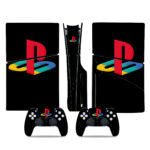 Colorful PlayStation Symbol On Black PS5 Slim Skin Sticker Decal