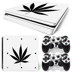 Black Marijuana On White PS4 Slim Skin Sticker Cover