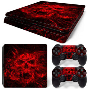 Red Evil Skull Horror Art PS4 Slim Skin Sticker Decal