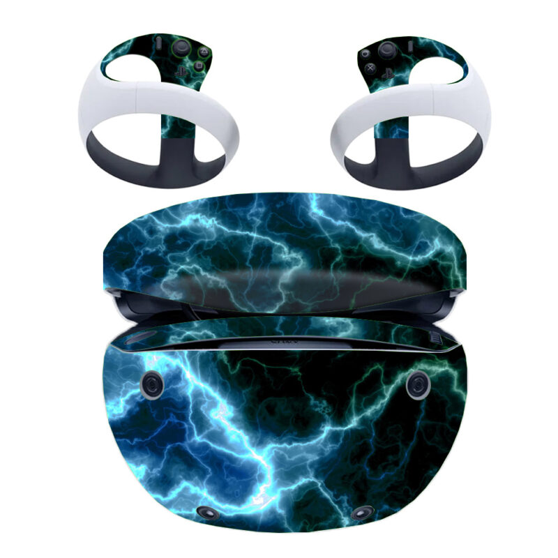 Blue And Black Lightning PS VR2 Skin Sticker Decal