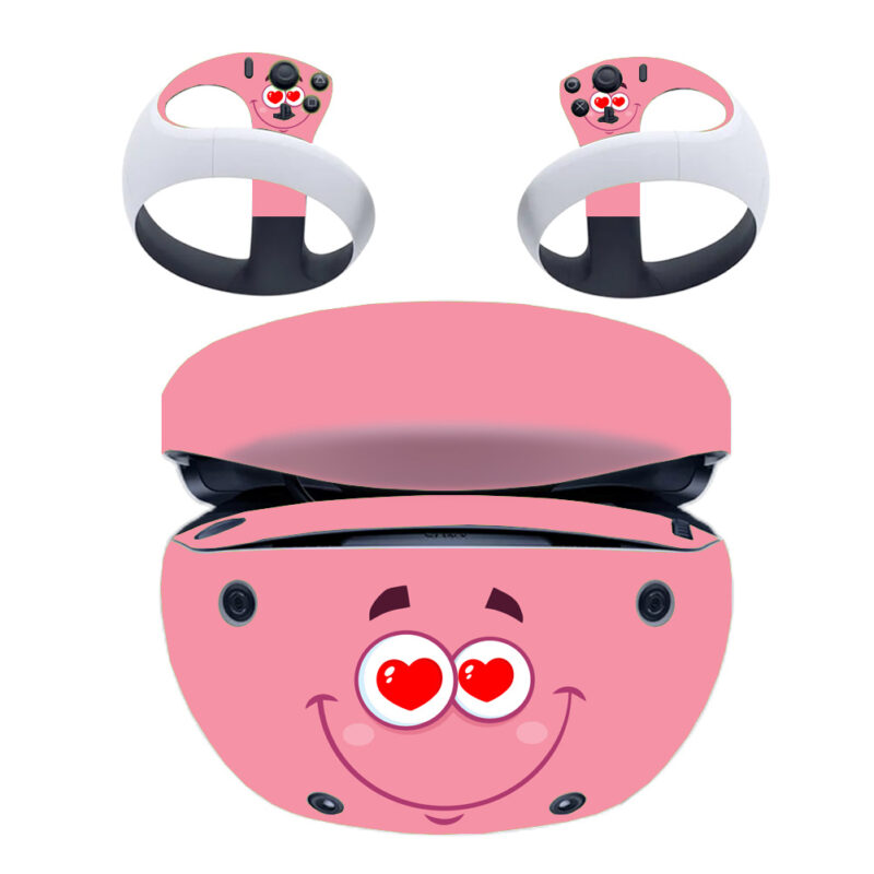 Pink Smiley Face PS VR2 Skin Sticker Cover