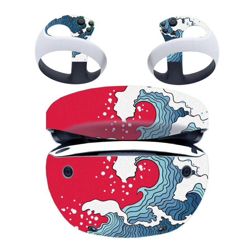 kanagawa Japan Wave With Red PS VR2 Skin Sticker Decal