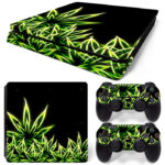 Cannabis Neon Leaf PS4 Slim Skin Sticker Decal