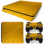 Yellow Wood Grain Texture Skin Sticker For PS4 Slim