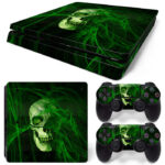 Green Skull Art PS4 Slim Skin Sticker Decal