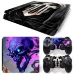 Skulls Purple Art And Symbol PS4 Slim Skin Sticker Cover