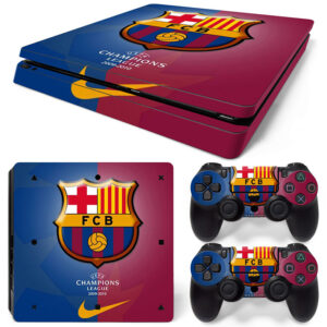 FC Barcelona Symbol With Blue And Pink Art PS4 Slim Skin Sticker Cover