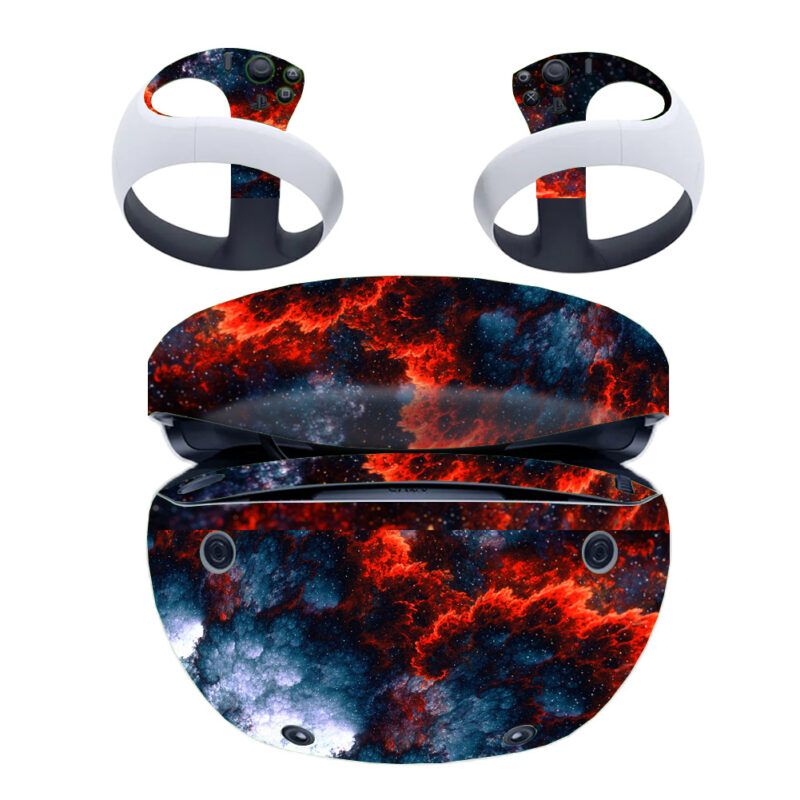 Dark Blue With Red Clouds Abstract PS VR2 Skin Sticker Cover