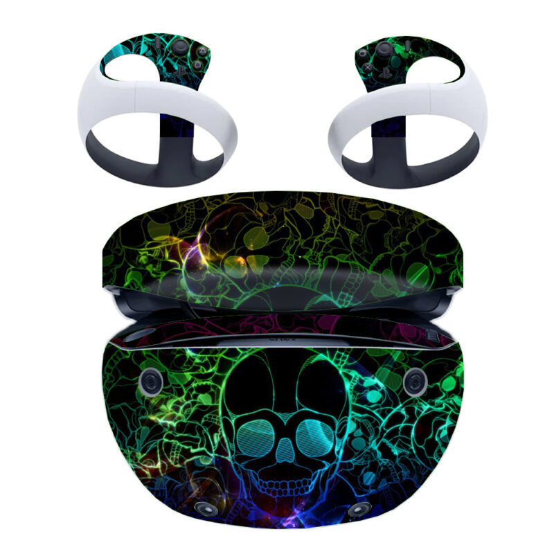 Neon Skull Pattern PS VR2 Skin Sticker Cover