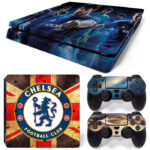 Chelsea F.C. Symbol With Britain Flag And Players PS4 Slim Skin Sticker Decal