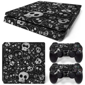 Black And White Skull Pattern Art PS4 Slim Skin Sticker Decal