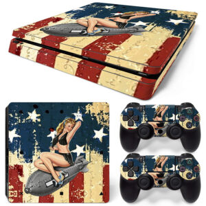 Bomb Babe Lady Luck On American Flag PS4 Slim Skin Sticker Decal