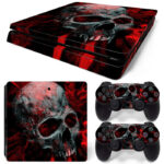 Skull Art With Red PS4 Slim Skin Sticker Decal