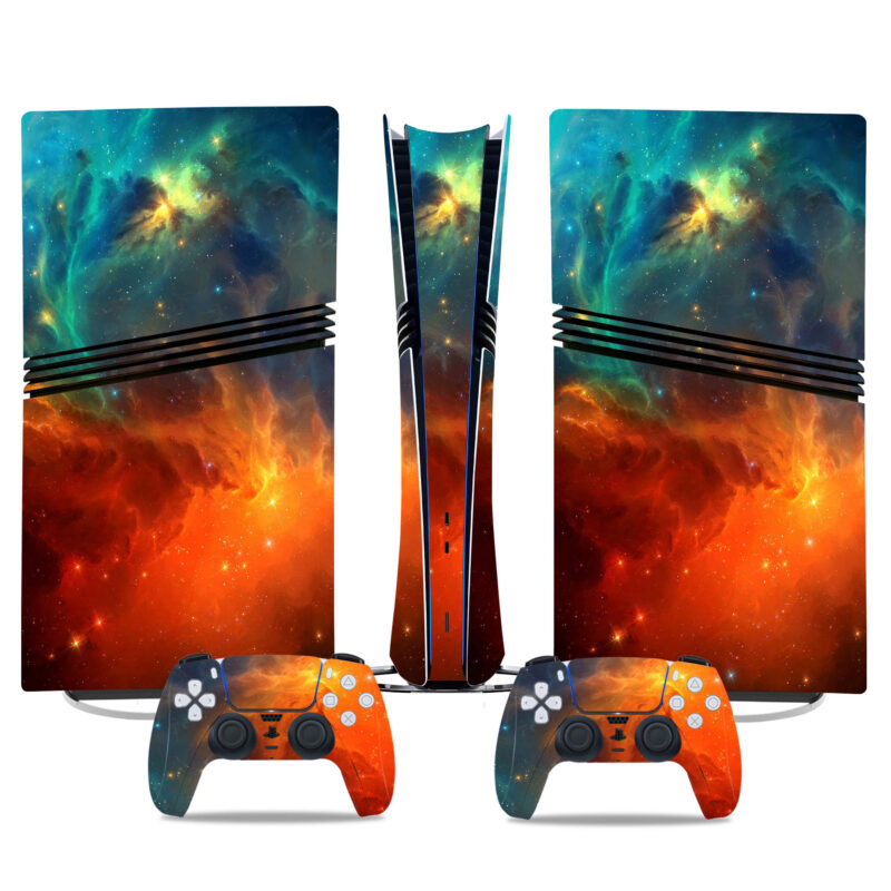 Galaxy Nebula PS5 Pro Skin Sticker Decal – Cosmic Space Theme for Console and Controller Cover