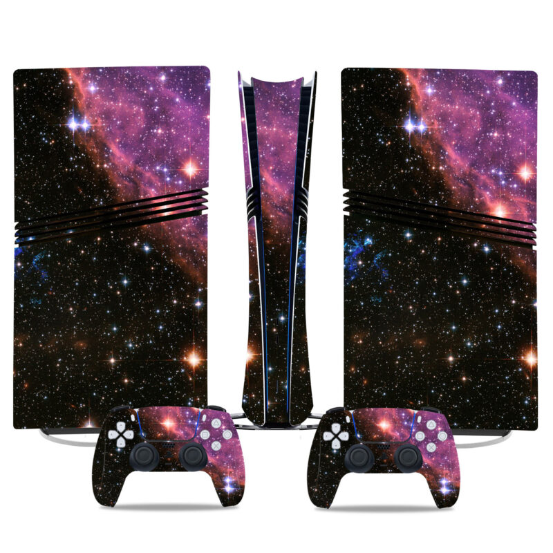 Starry Galaxy PS5 Pro Skin Sticker Decal – Cosmic Purple Nebula Design for Console and Controller