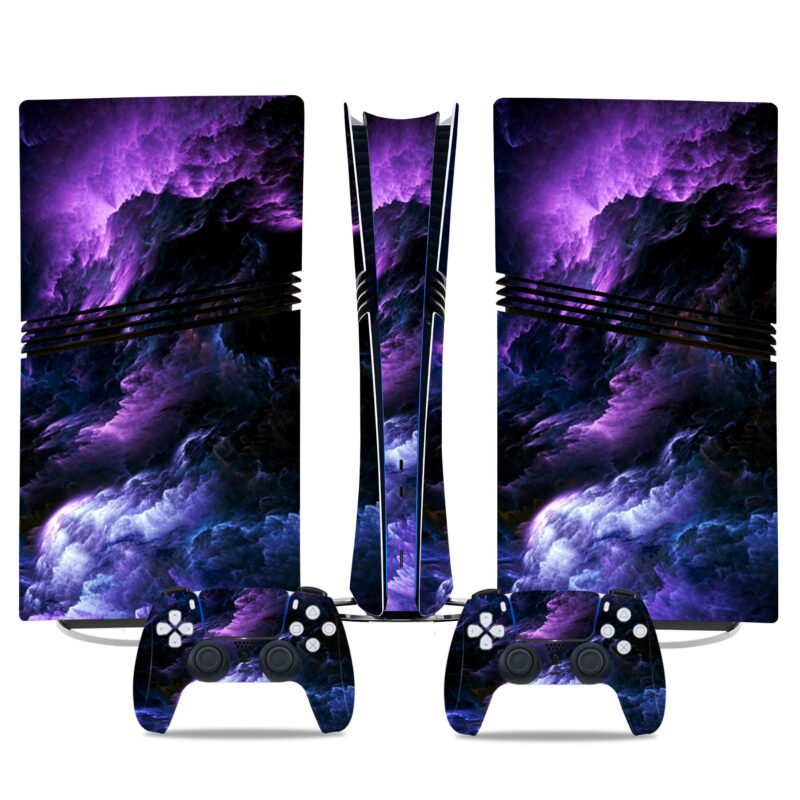 Majestic Purple Nebula PS5 Pro Skin Sticker – Ethereal Design For Console & Controllers