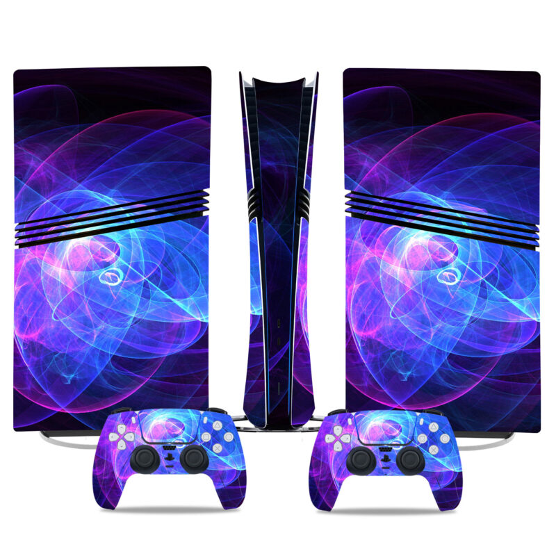 Vibrant Neon Swirl PS5 Pro Skin Sticker – Stunning Console & Controller Wrap