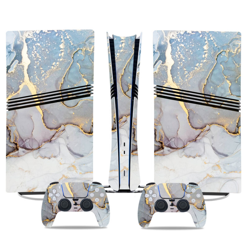 Luxurious Gold Marble PS5 Pro Skin Sticker – Stylish Console & Controller Wrap Design