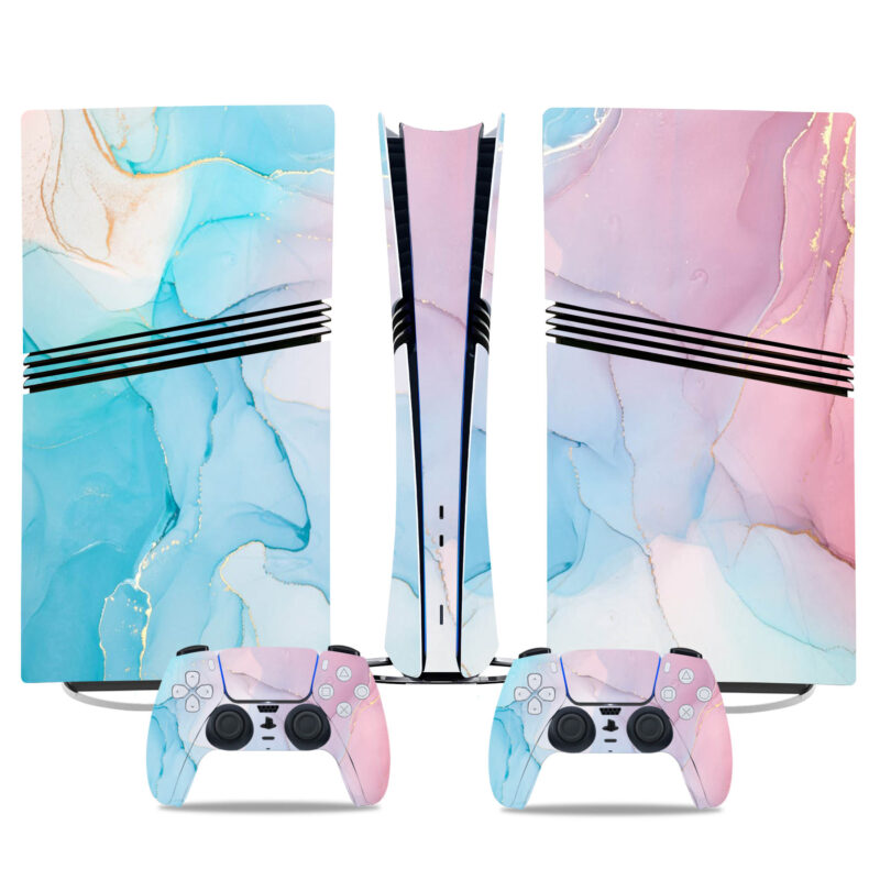 Elegant Marble PS5 Pro Skin Sticker – Stunning Pastel Design For Console & Controllers