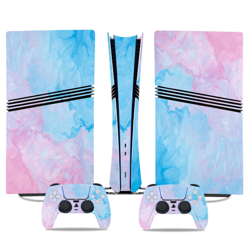 Vibrant Blue & Pink Swirl PS5 Pro Skin Sticker – Add A Stylish Touch To Your Console & Controllers