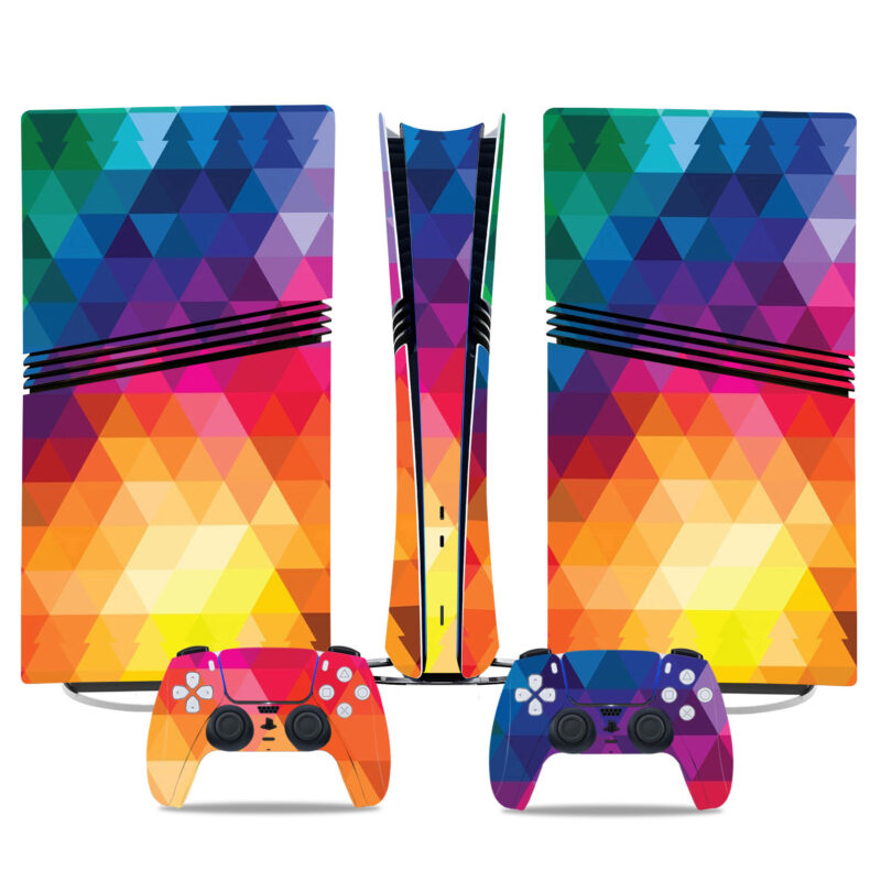 Vibrant Geometric PS5 Pro Skin Sticker – Stylish Console & Controller Wrap