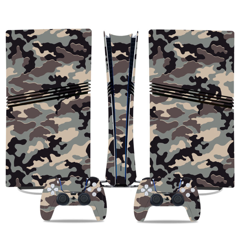 Classic Gray Camo PS5 Pro Skin Sticker Wrap - Durable Console And Controller Protector For A Sleek Gaming Look