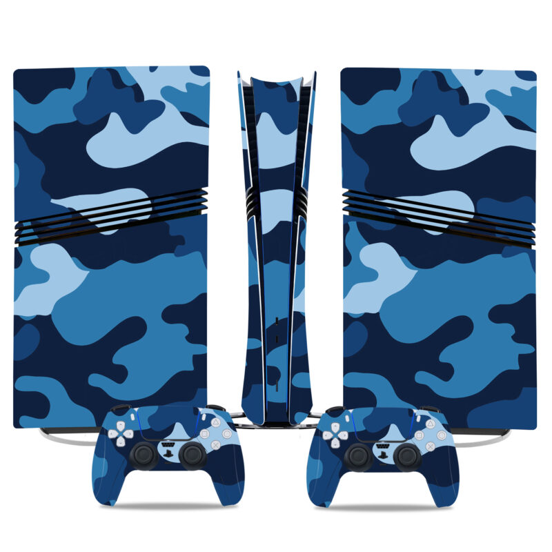 Stylish Blue Camo PS5 Pro Skin Sticker – Durable Custom Wrap For Console & Controllers - Gaming Accessories