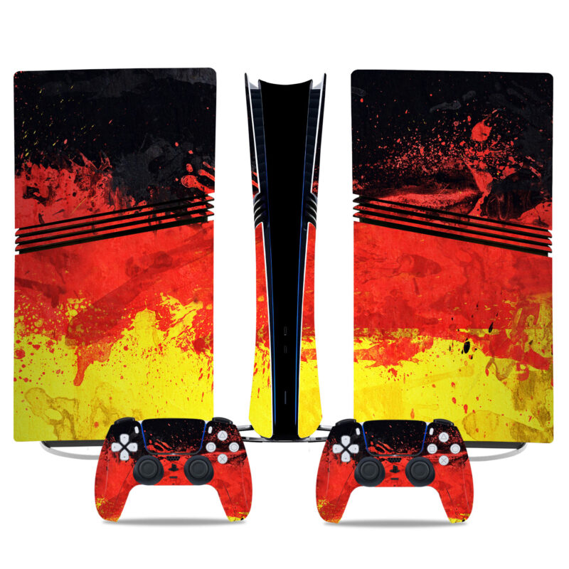 Custom PS5 Pro Skin Sticker - Stylish Red And Yellow Splatter Design For Console & Controllers - Premium Vinyl Decal