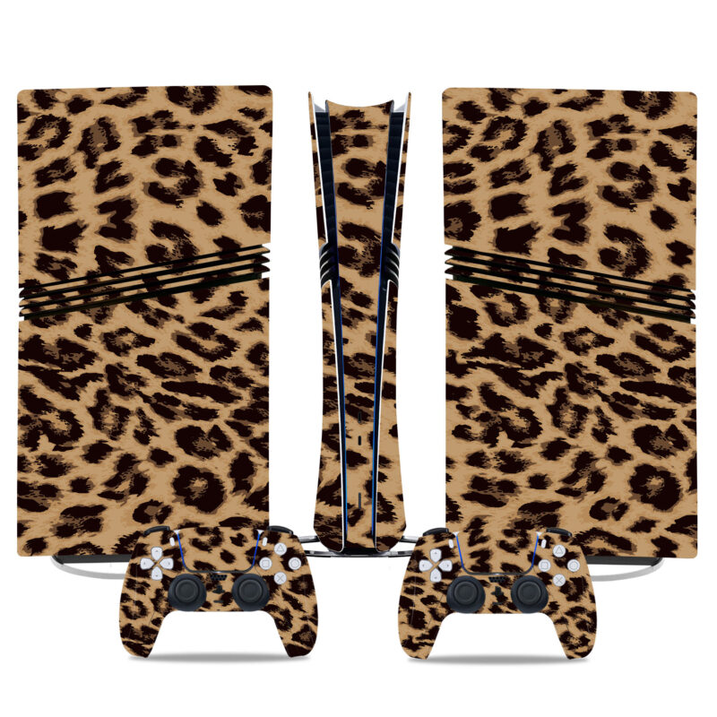 Leopard Print PS5 Pro Skin Sticker – Stylish Protection For Your Console And Controllers