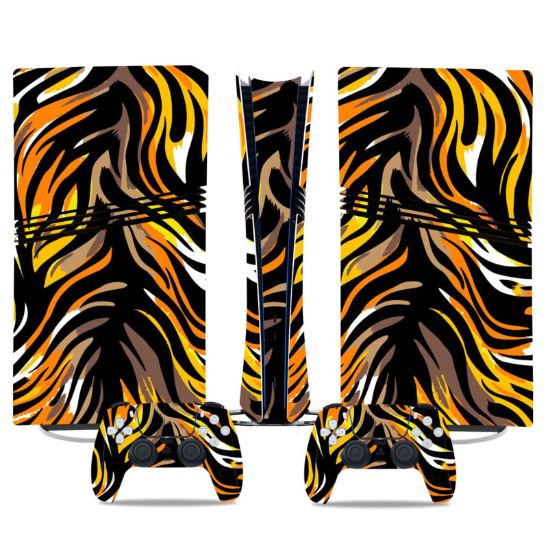 Vibrant Tiger Stripe PS5 Pro Skin Sticker – Bold Style For Console And Controllers