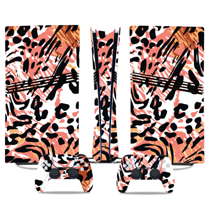 Abstract Leopard PS5 Pro Skin Sticker – Trendy Console And Controller Design